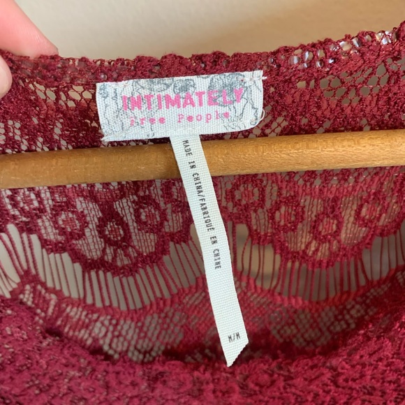 Deep Red Eyelash Lace Free People Dress - Picture 4 of 7